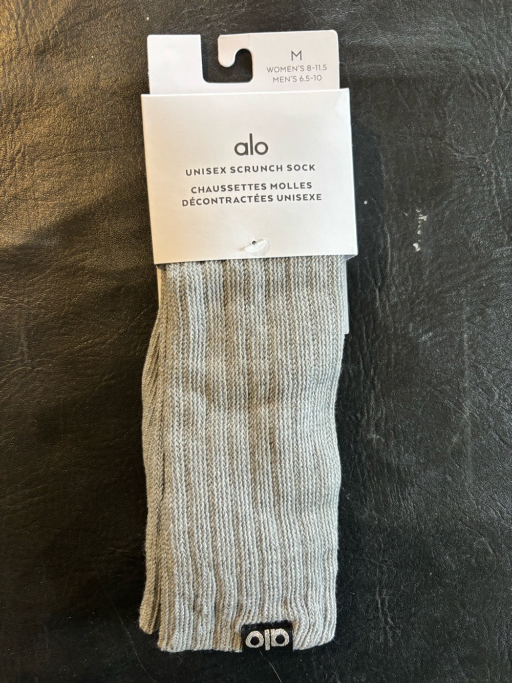 ALO Yoga Unisex Scrunch Sock - Light Gray Ribbed